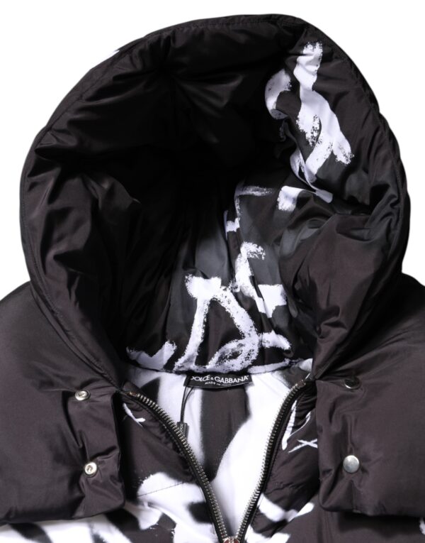 Dolce & Gabbana Black Padded Hooded Full Zip Cropped Jacket - Image 6