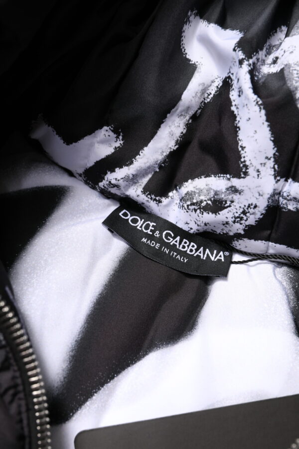 Dolce & Gabbana Black Padded Hooded Full Zip Cropped Jacket - Image 7
