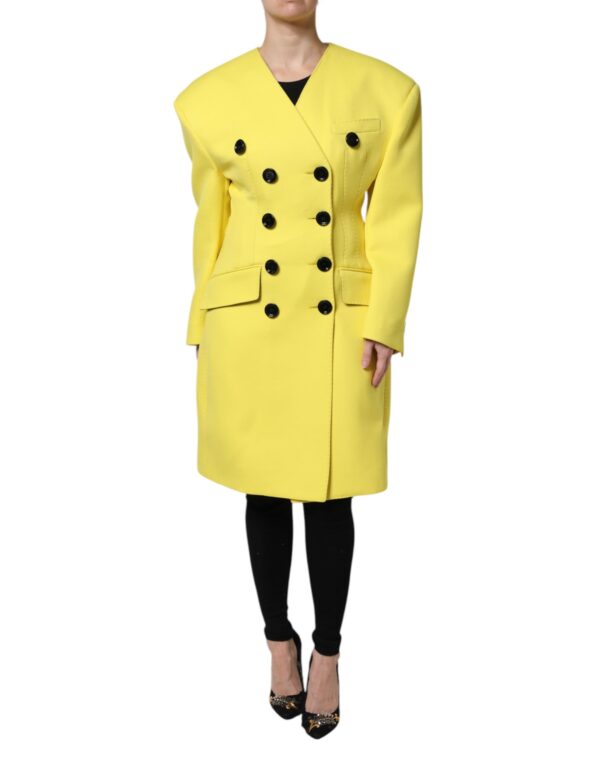 Dolce & Gabbana Yellow Double Breasted Trench Coat Jacket - Image 2