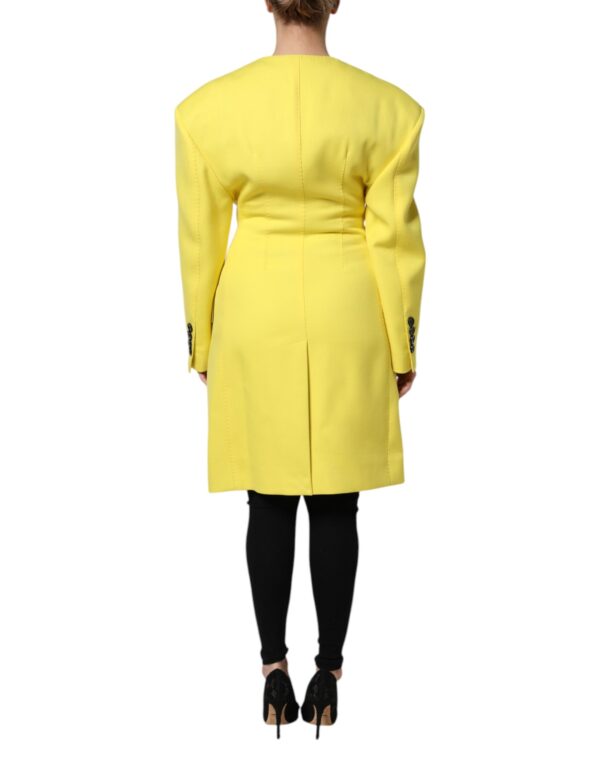 Dolce & Gabbana Yellow Double Breasted Trench Coat Jacket - Image 4