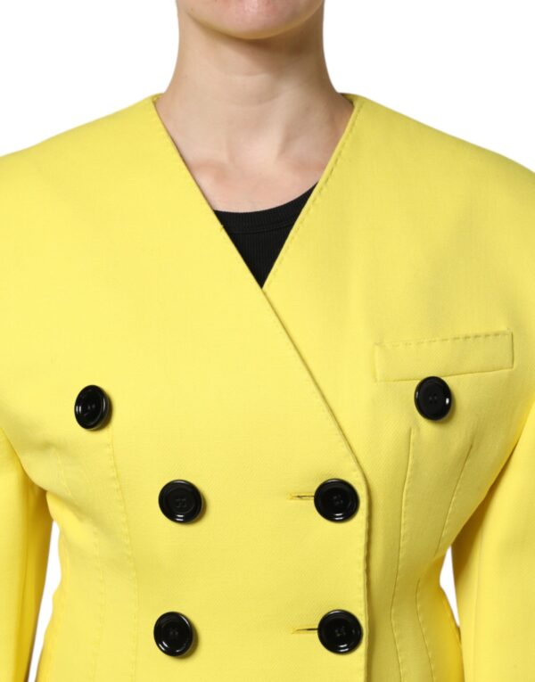 Dolce & Gabbana Yellow Double Breasted Trench Coat Jacket - Image 5