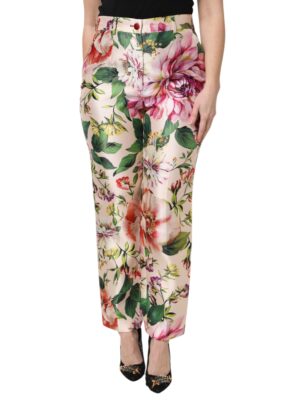 Dolce & Gabbana Multicolor Floral High Waist Straight Pants