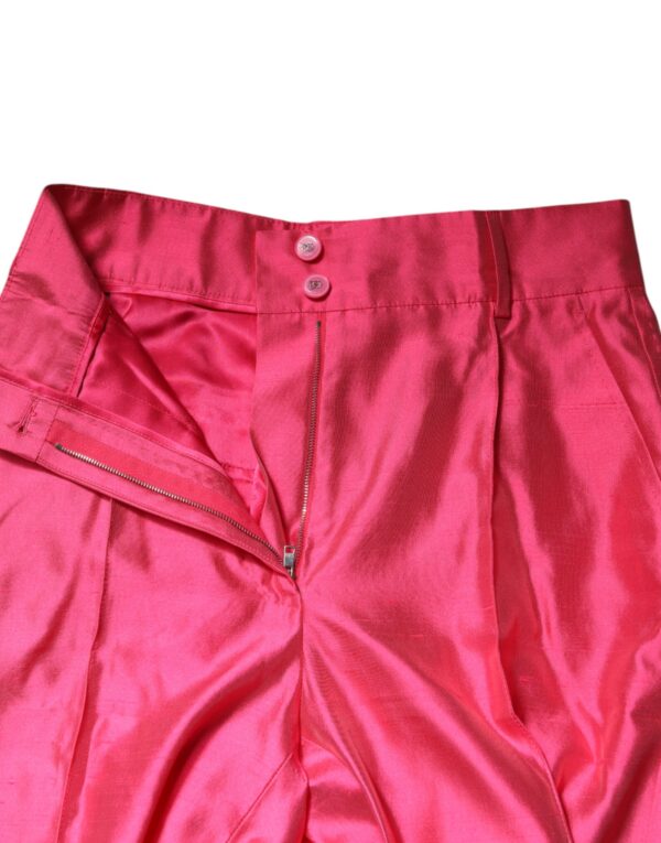 Dolce & Gabbana Pink Silk High Waist Tapered Pants - Image 6
