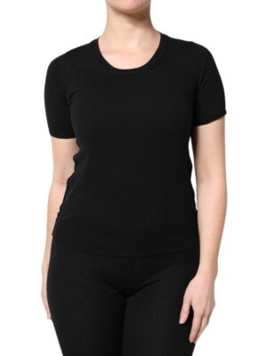 Dolce & Gabbana Black Cotton Round Neck Short Sleeve T-shirt