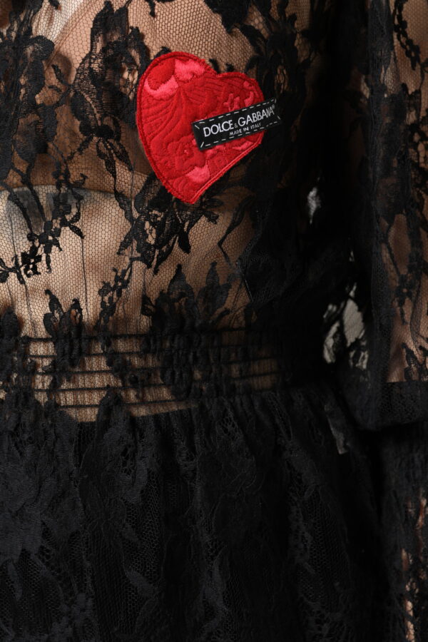 Dolce & Gabbana Black Cotton Floral Lace Women Blouse Top - Image 6