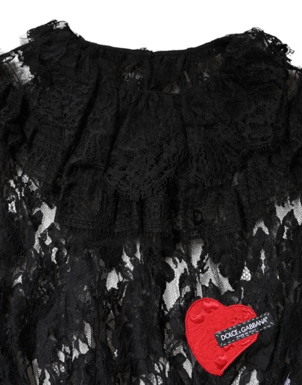 Dolce & Gabbana Black Cotton Floral Lace Women Blouse Top - Image 7
