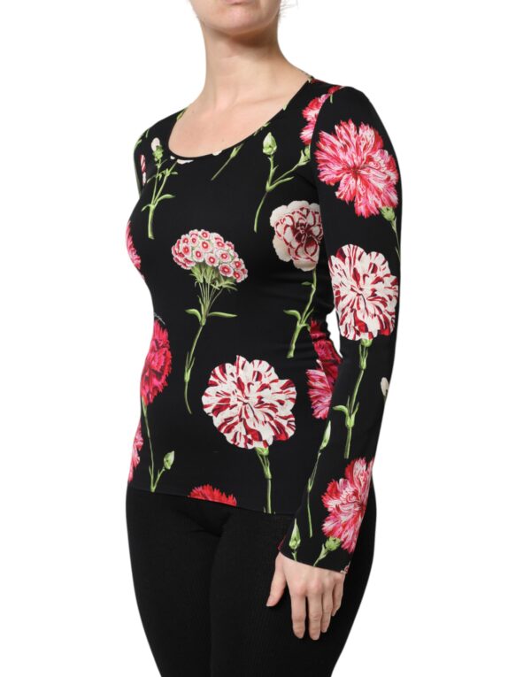 Dolce & Gabbana Black Floral Long Sleeve Women Blouse Top - Image 3