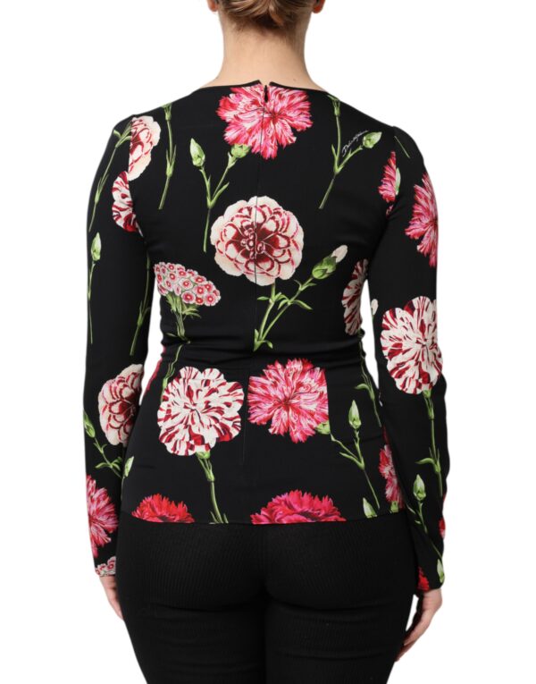 Dolce & Gabbana Black Floral Long Sleeve Women Blouse Top - Image 4