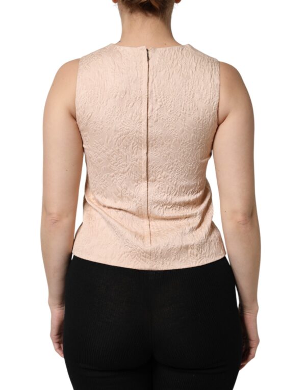 Dolce & Gabbana Beige Floral Embroidery Sleeveless Tank Top - Image 4
