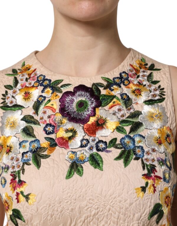Dolce & Gabbana Beige Floral Embroidery Sleeveless Tank Top - Image 5