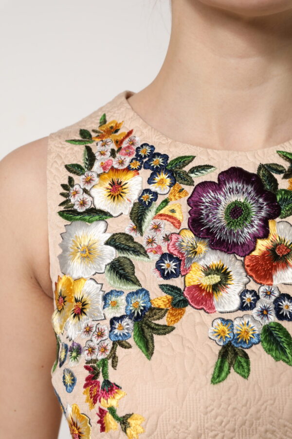 Dolce & Gabbana Beige Floral Embroidery Sleeveless Tank Top - Image 6