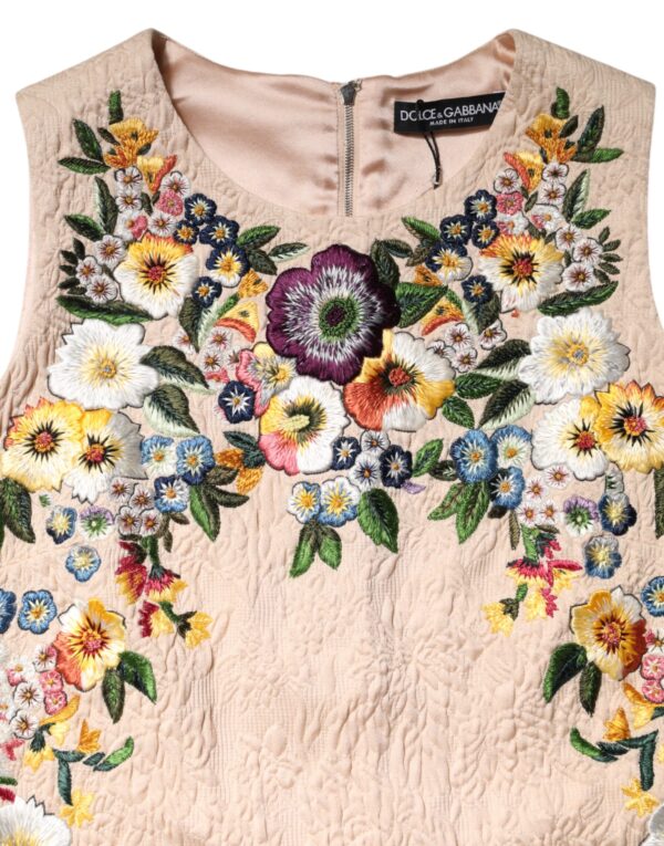 Dolce & Gabbana Beige Floral Embroidery Sleeveless Tank Top - Image 7