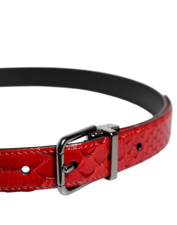 Dolce & Gabbana Red Exotic Leather Brass Metal Buckle Belt - Image 4