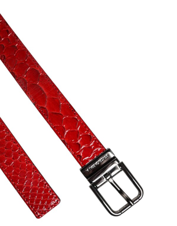 Dolce & Gabbana Red Exotic Leather Brass Metal Buckle Belt - Image 6