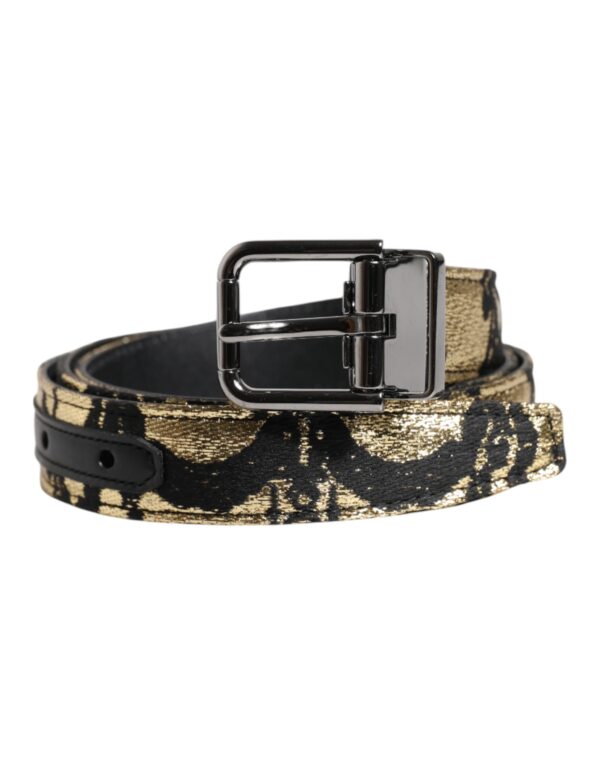 Dolce & Gabbana Multicolor Jacquard Leather Metal Buckle Belt - Image 2