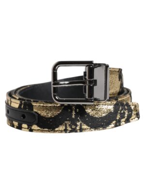 Dolce & Gabbana Multicolor Jacquard Leather Metal Buckle Belt