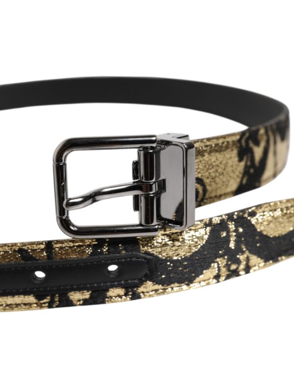 Dolce & Gabbana Multicolor Jacquard Leather Metal Buckle Belt - Image 3