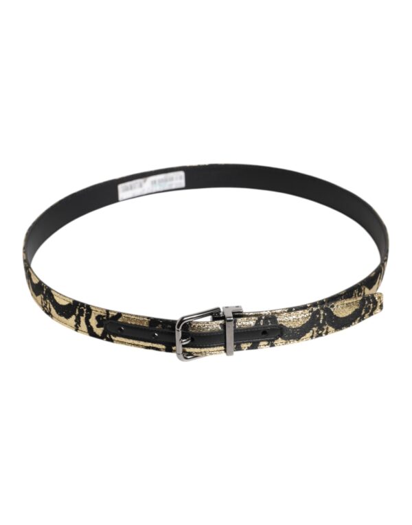 Dolce & Gabbana Multicolor Jacquard Leather Metal Buckle Belt - Image 4
