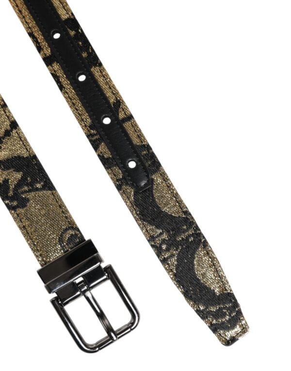 Dolce & Gabbana Multicolor Jacquard Leather Metal Buckle Belt - Image 6