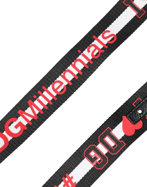 Dolce & Gabbana Black Polyester Logo Print DG Buckle Belt - Image 6