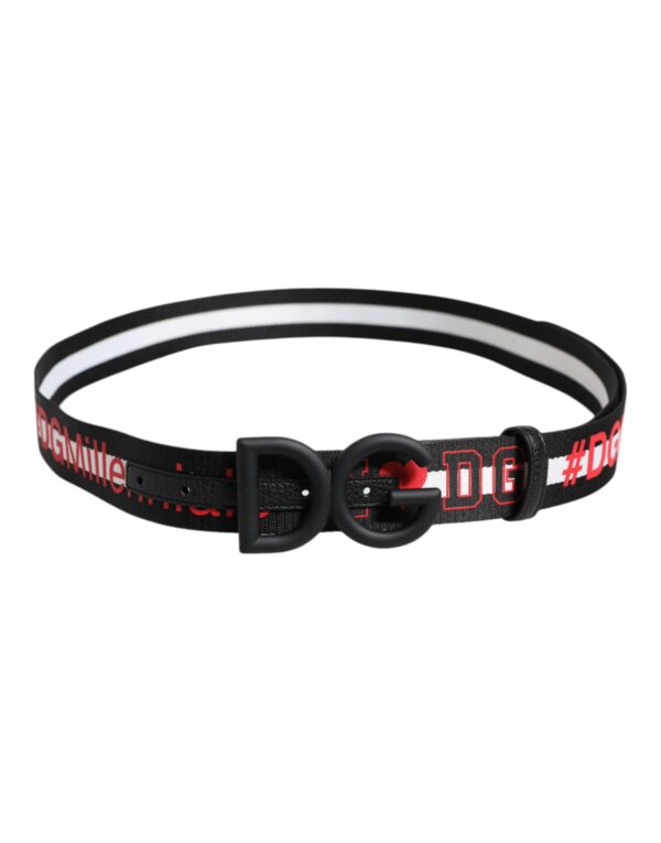 Dolce & Gabbana Black Polyester Logo Print DG Buckle Belt - Image 3