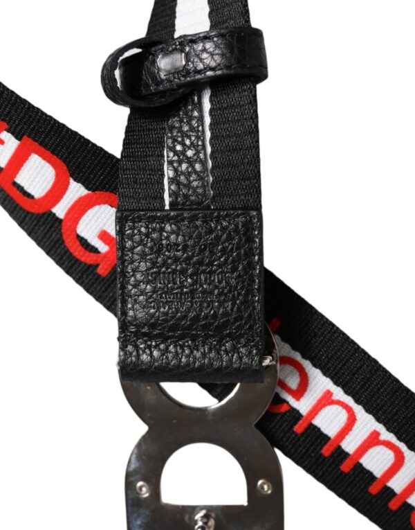 Dolce & Gabbana Black Cotton Logo Print DG Buckle Belt - Image 5