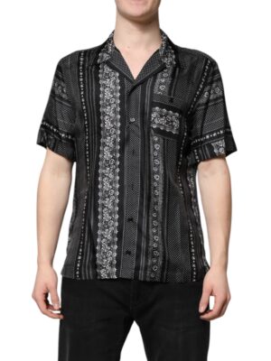 Dolce & Gabbana Black Silk Floral Print Short Sleeves Shirt