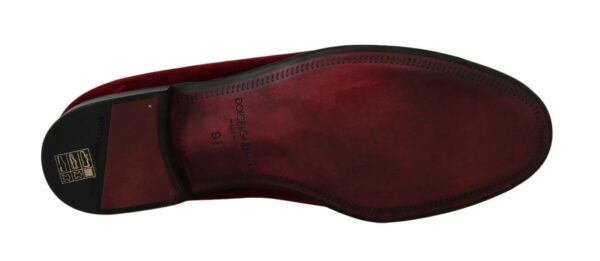 Dolce & Gabbana Bordeaux Velvet Sequined Men's Loafers - Image 4
