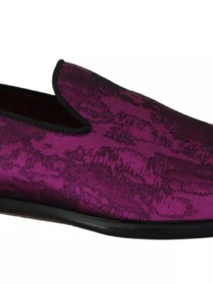 Dolce & Gabbana Elegant Silk-Wool Blend Loafers in Purple