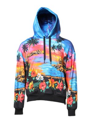Dolce & Gabbana Multicolor Print Hooded Sweatshirt Sweater