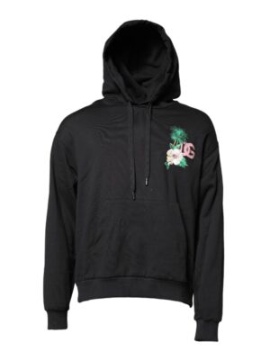 Dolce & Gabbana Black Embroidery Hooded Sweatshirt Sweater