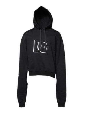 Dolce & Gabbana Black Embroidery Hooded Sweatshirt Sweater