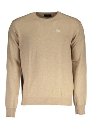 La Martina "Beige Wool Men Sweater Classic Comfort Knitwear"