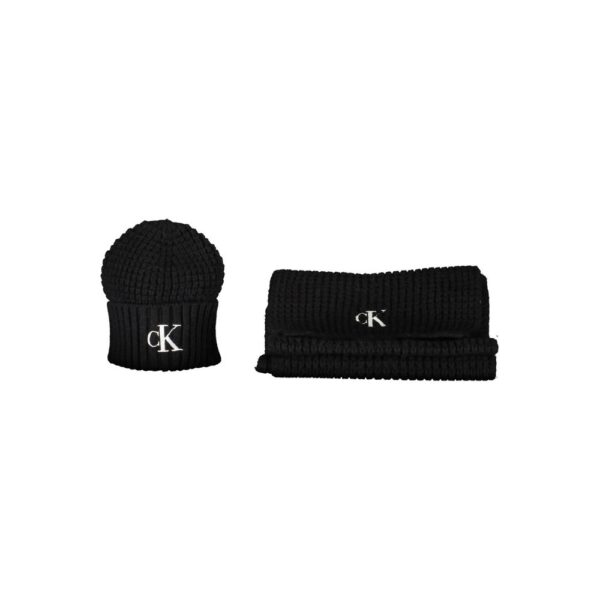 Calvin Klein Black Alpaca Women Scarf Set
