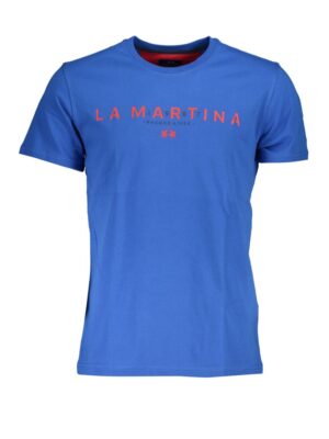 La Martina Chic Crew Neck Logo Tee in Cobalt Blue