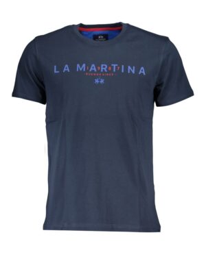 La Martina Elegant Blue Crew Neck Cotton Tee