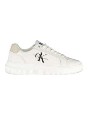 Calvin Klein Chic White Lace-Up Sneakers with Contrast Details