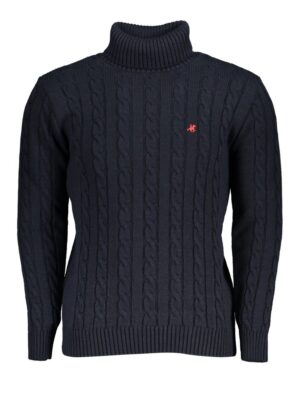 U.S. Grand Polo Elegant Turtleneck Twisted Sweater in Blue