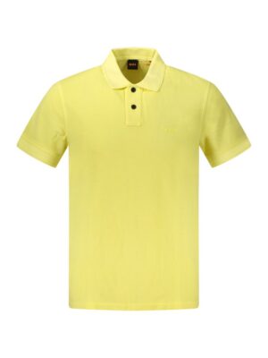 Hugo Boss Yellow Cotton Men Polo Shirt
