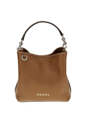 Gucci GG Emblem Leather Bucket Bag