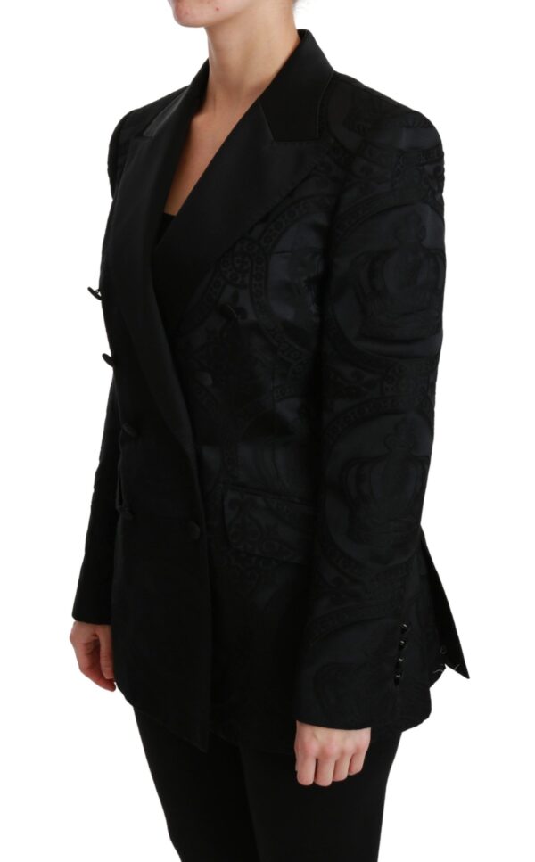 Dolce & Gabbana Elegant Crown-Patterned Double Breasted Jacket - Image 3
