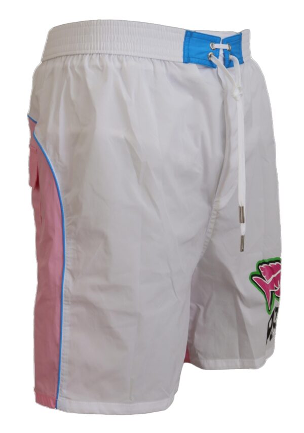 Dsquared² Chic White & Pink Print Swim Shorts - Image 2