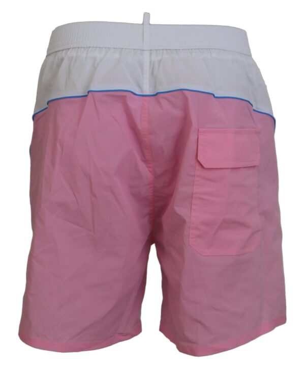 Dsquared² Chic White & Pink Print Swim Shorts - Image 3