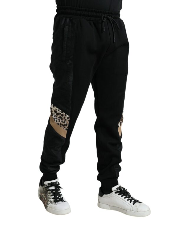 Dolce & Gabbana Elegant Black Leopard Jogger Pants - Image 2