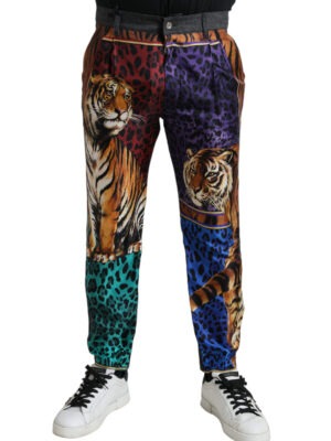 Dolce & Gabbana Multicolor Tiger Print Loose Denim Jeans