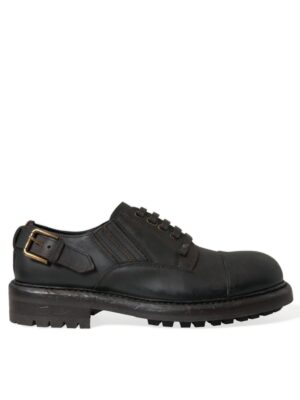Dolce & Gabbana Elegant Mens Leather Derby Dress Shoes