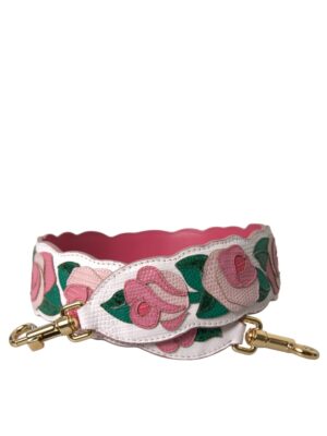 Dolce & Gabbana White Floral Leather Accessory Shoulder Strap