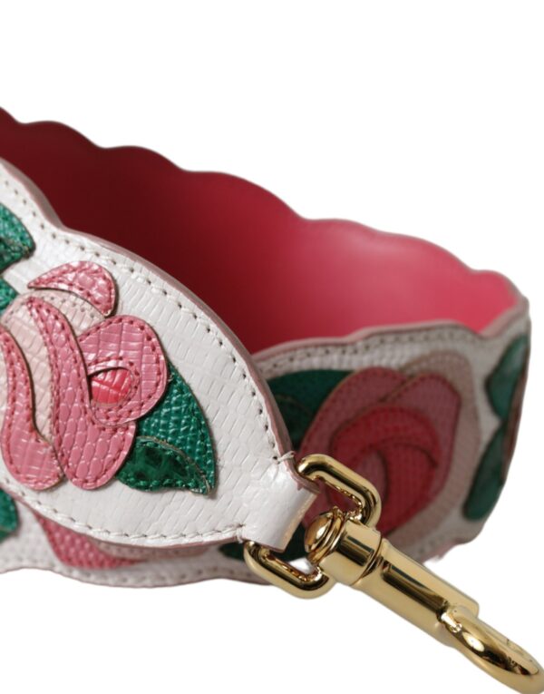 Dolce & Gabbana White Floral Leather Accessory Shoulder Strap - Image 2