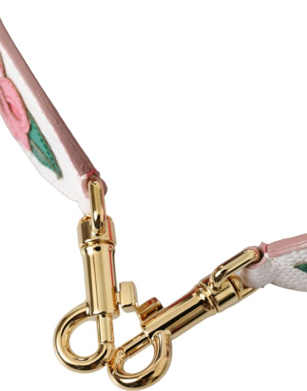 Dolce & Gabbana White Floral Leather Accessory Shoulder Strap - Image 5