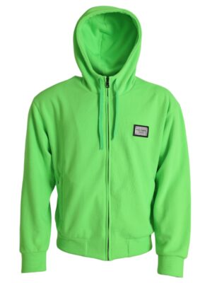 Dolce & Gabbana Neon Green Hooded Full Zip Top Sweater